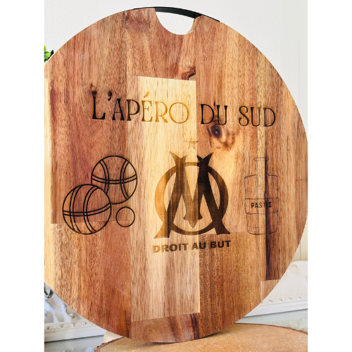 Planche Apéro Bois Acacia Gravée – L’Apéro du Sud | Planche Fromage & Charcuterie