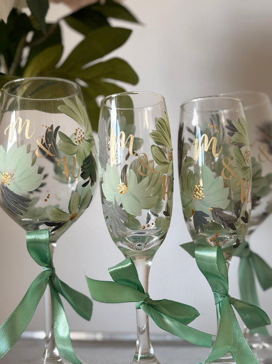 Coffret Prestige des Mariés – 4 Verres peints à la main personnalisés