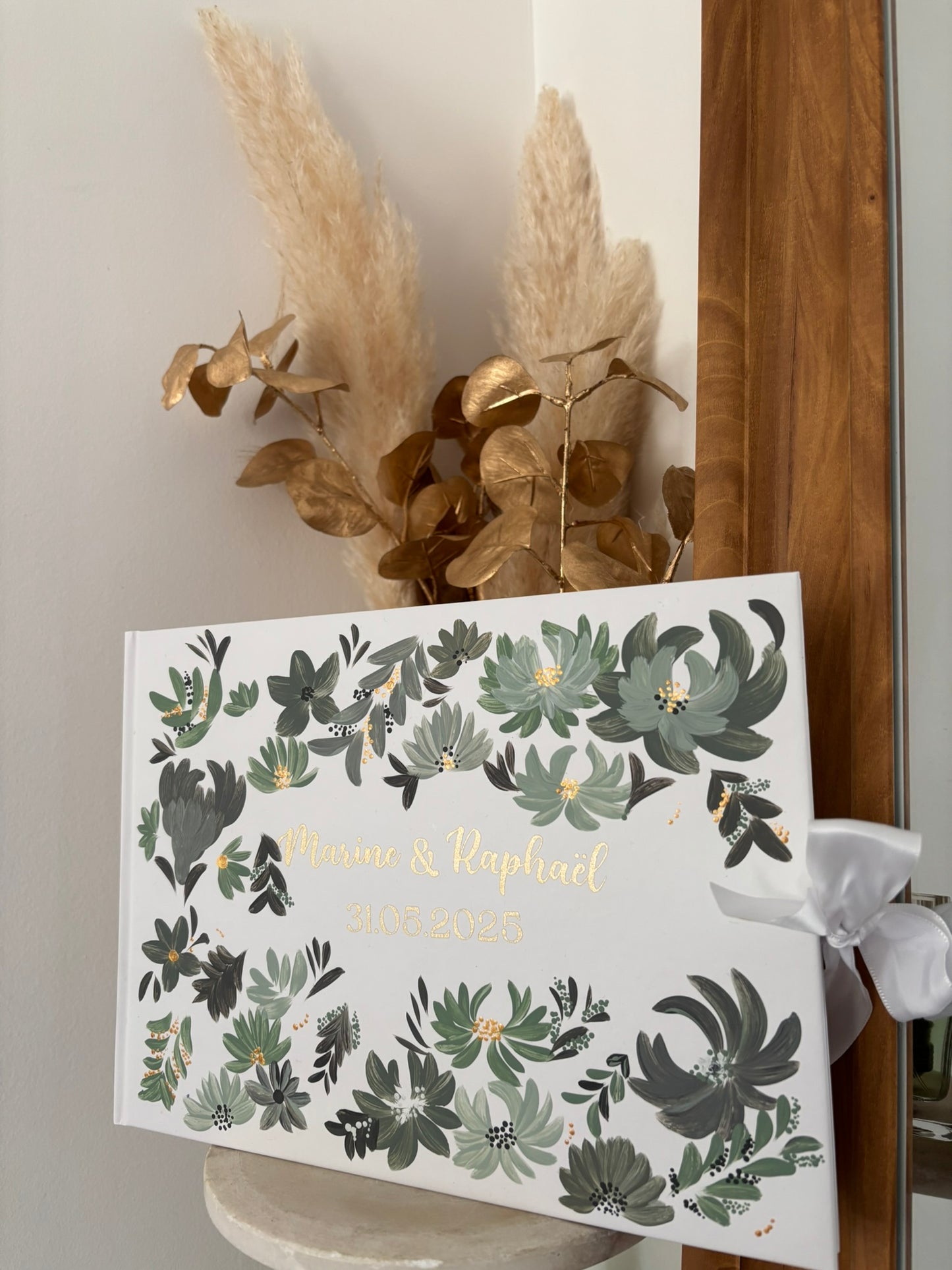 Livre d'or 80 pages blanches personnalisé thème floral - 30x21 cm