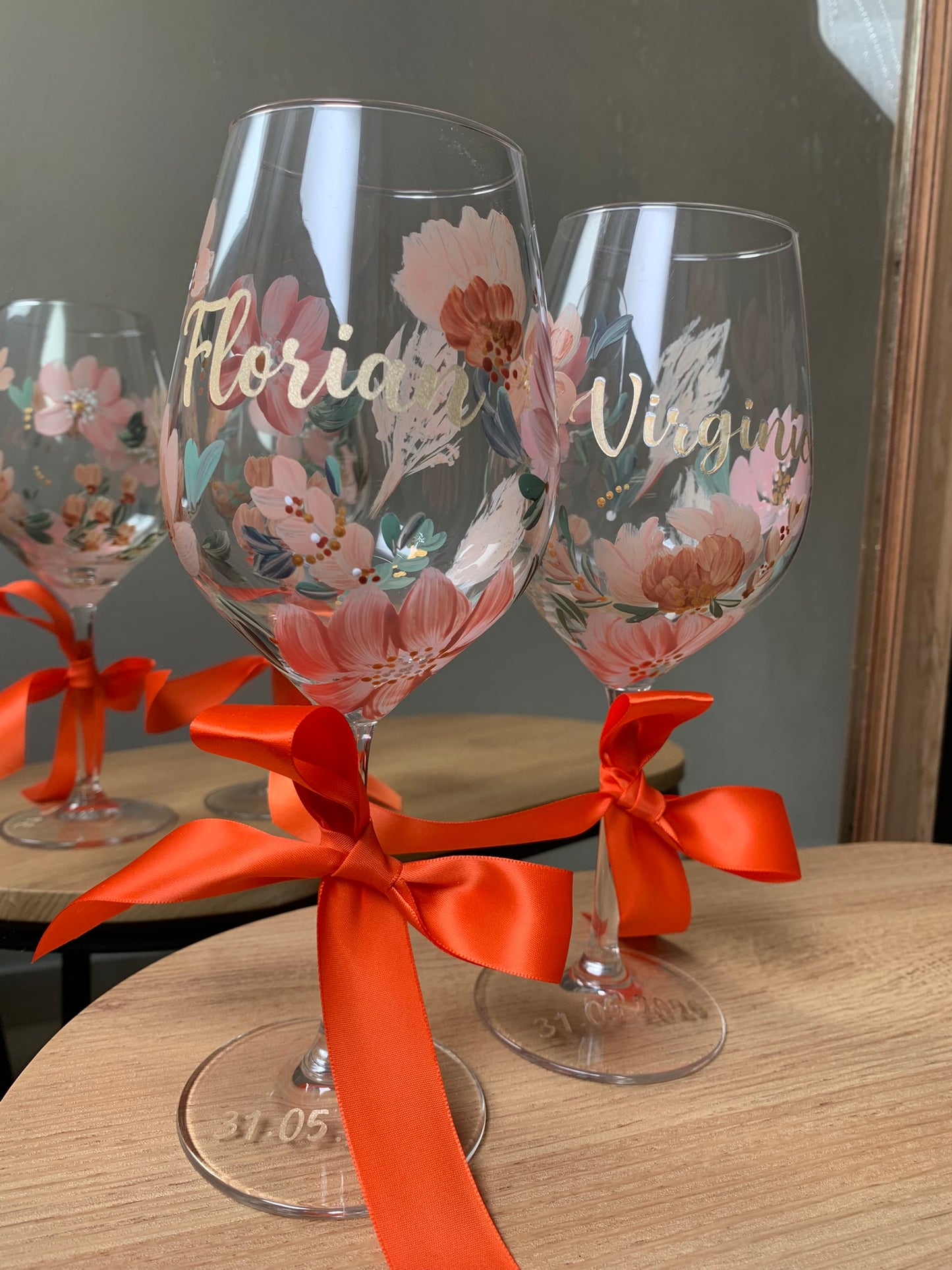Flûtes à champagne peintes à la main, verre personnalisée avec prénom mariage, demoiselle d'honneur cadeaux invités mariage décoration mariage verre vin