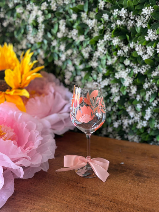 Coffret Romance Florale – Verres à Vin & Bouteille Peinte à la Main | Cadeau Mariage