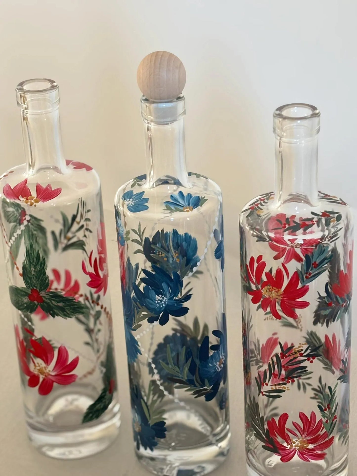 bouteille en verre cadeau de noel service de table vaisselle florale vaisselle fleur cadeau personnalisé noel repas en famille cadeau