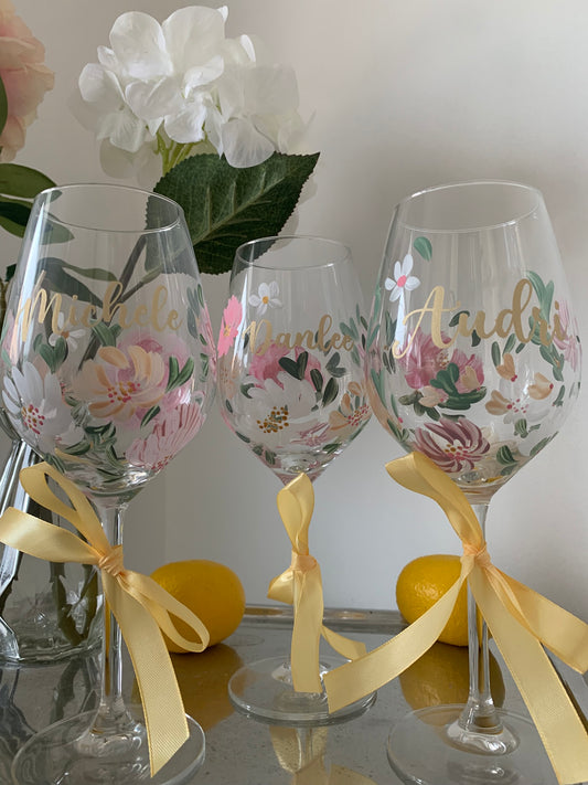 Flûtes à champagne peintes à la main, verre personnalisée avec prénom mariage, demoiselle d'honneur cadeaux invités mariage décoration mariage verre vin