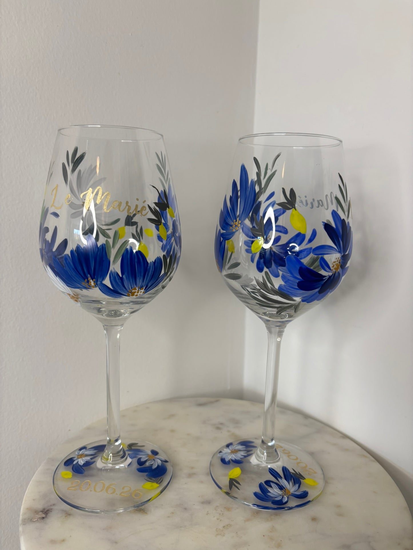coffret duo verre vin dolce et vita citron et bleu roi