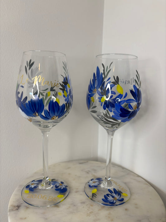 coffret duo verre vin dolce et vita citron et bleu roi