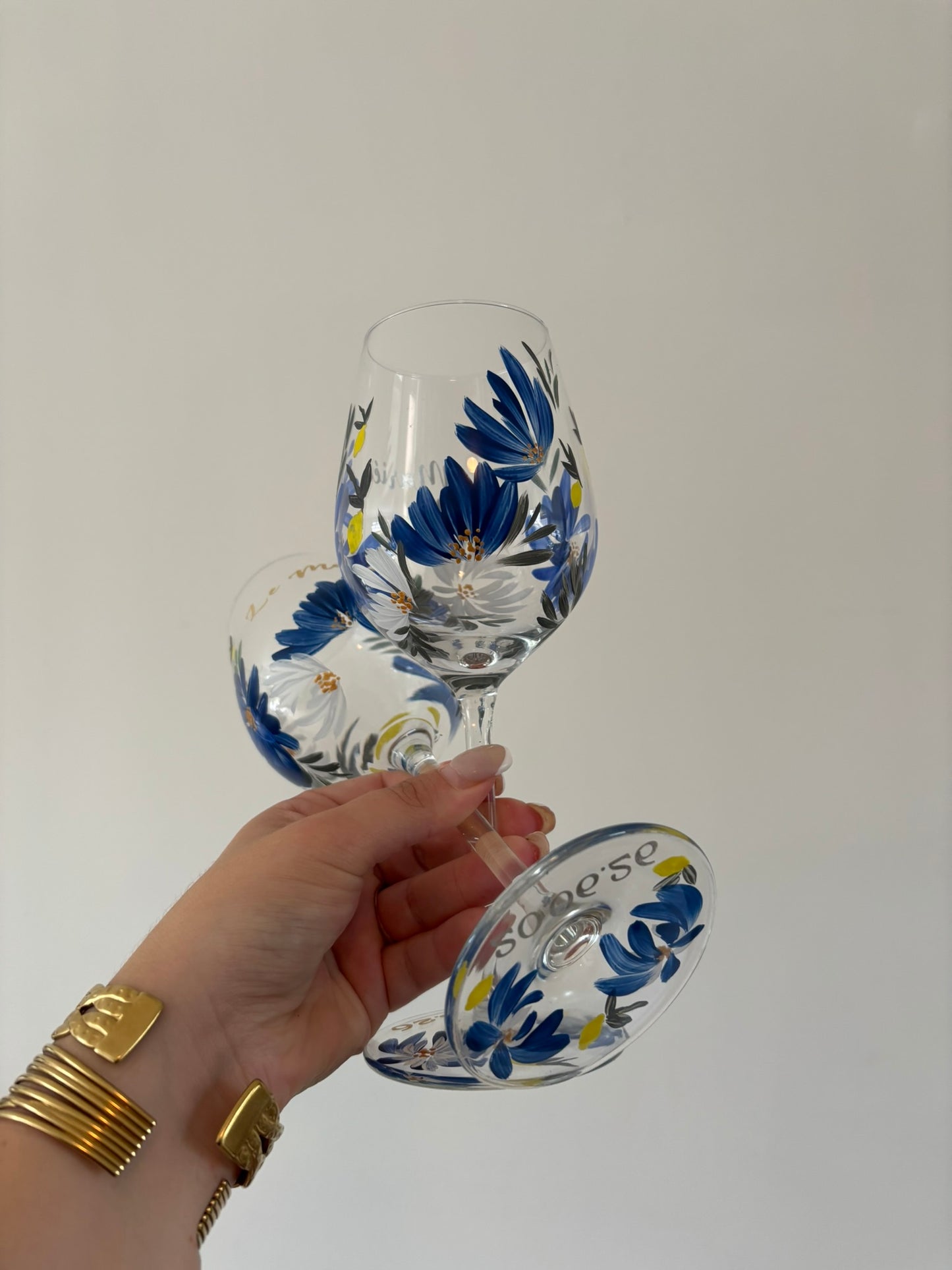 coffret duo verre vin dolce et vita citron et bleu roi