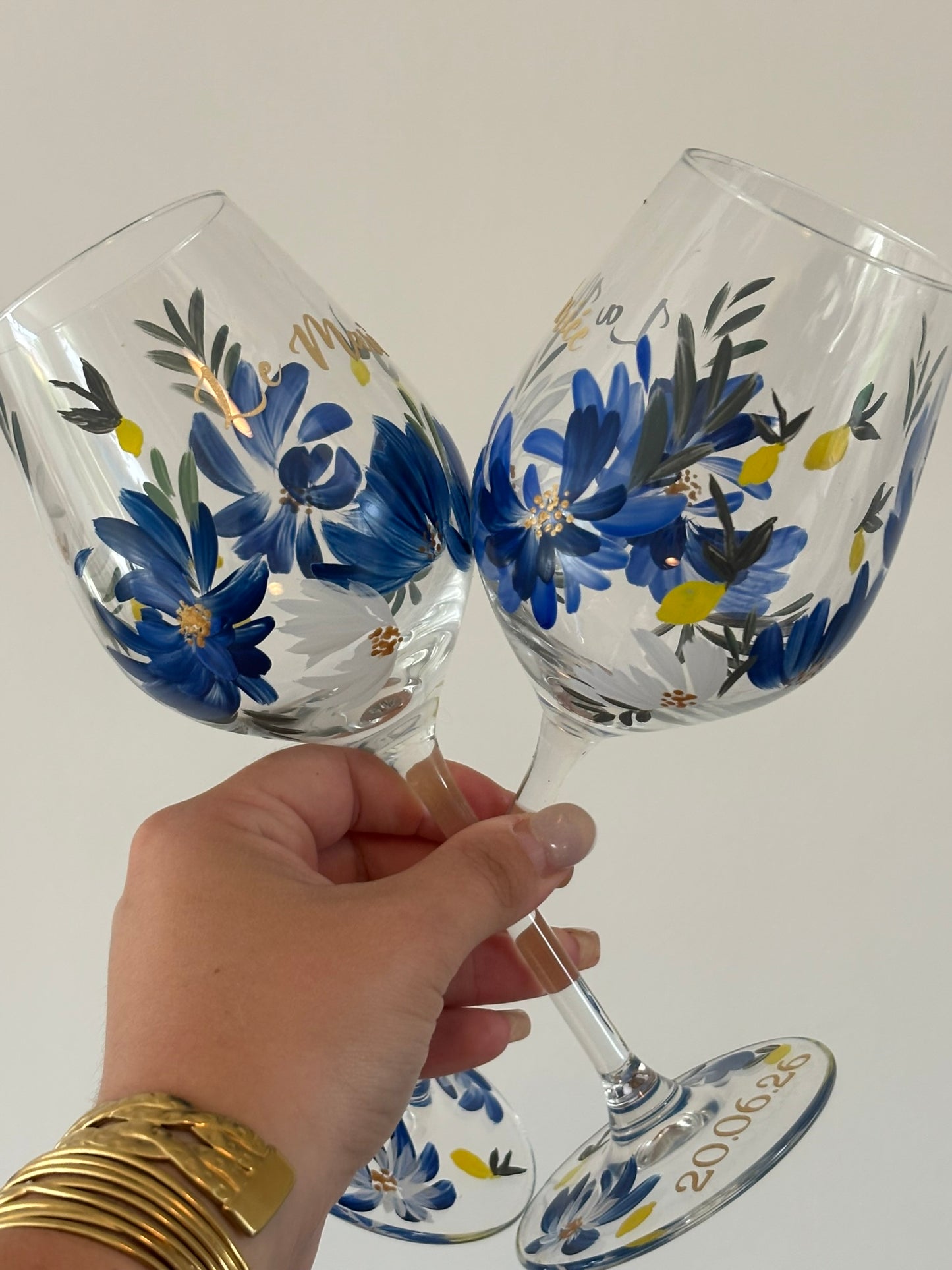 coffret duo verre vin dolce et vita citron et bleu roi