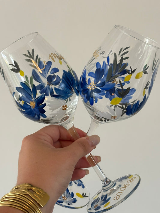 coffret duo verre vin dolce et vita citron et bleu roi