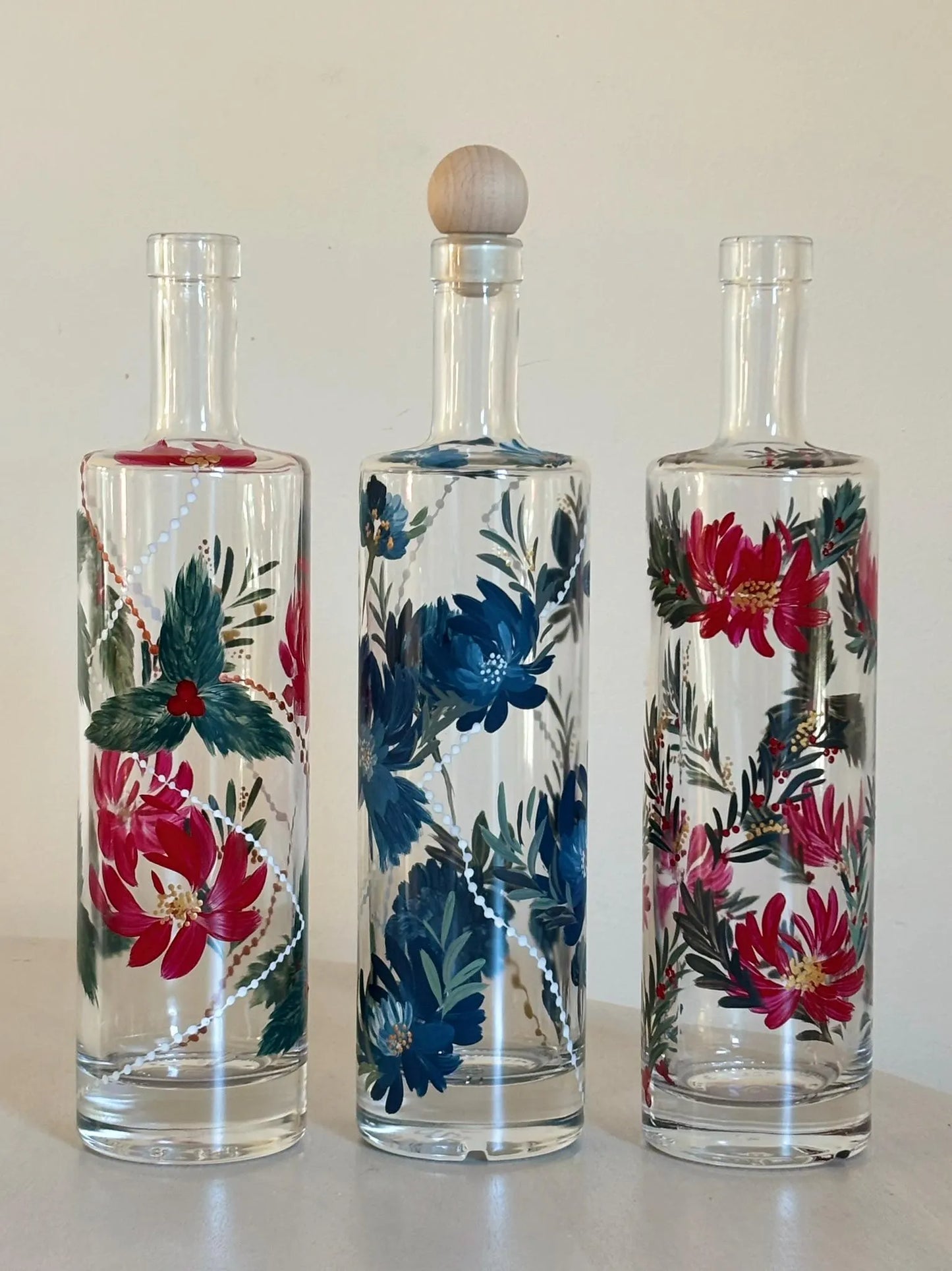 bouteille en verre cadeau de noel service de table vaisselle florale vaisselle fleur cadeau personnalisé noel repas en famille cadeau