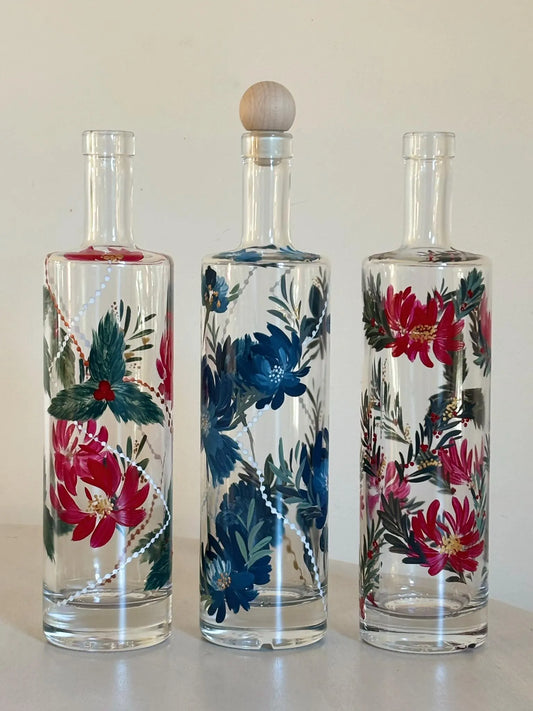 bouteille en verre cadeau de noel service de table vaisselle florale vaisselle fleur cadeau personnalisé noel repas en famille cadeau